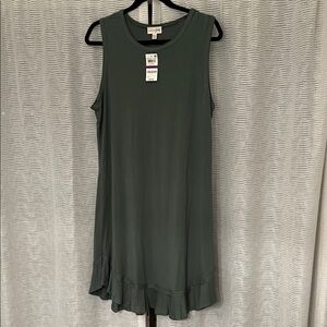 Maison Jules Olive Green Sleeveless Dress with ruffle